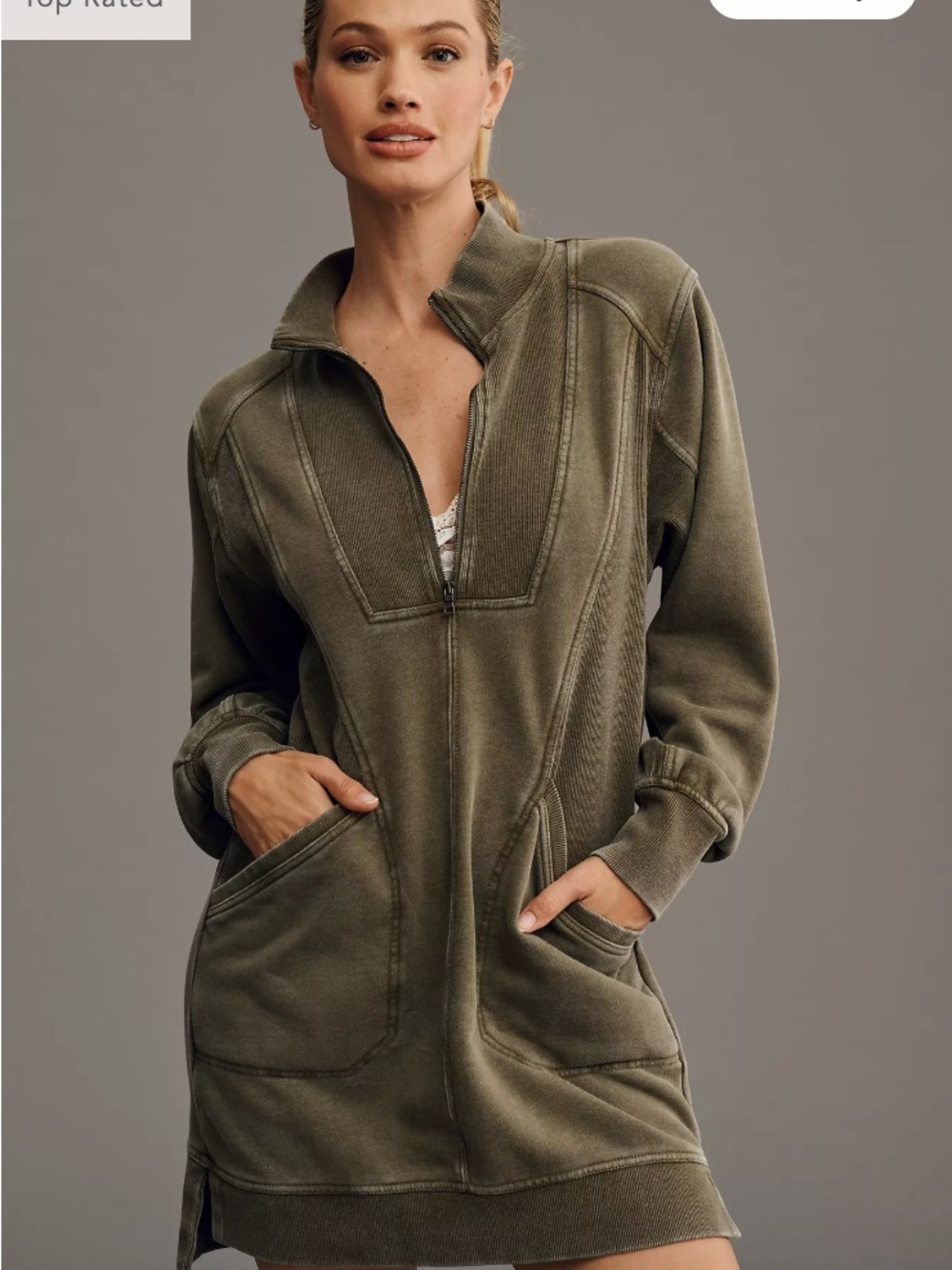Anthropologie Daily Practice Olive Green Lightweight Pullover Dress
